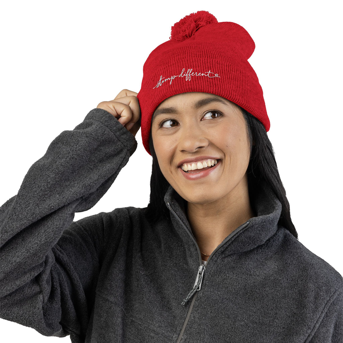Stomp Different Embroidered Pom-Pom Beanie