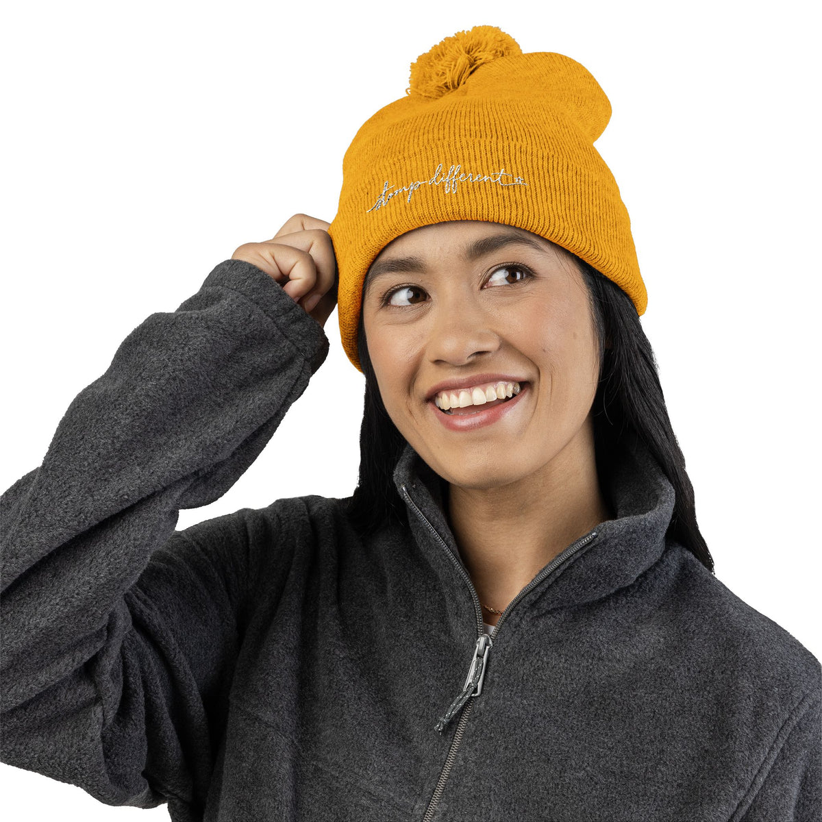 Stomp Different Embroidered Pom-Pom Beanie