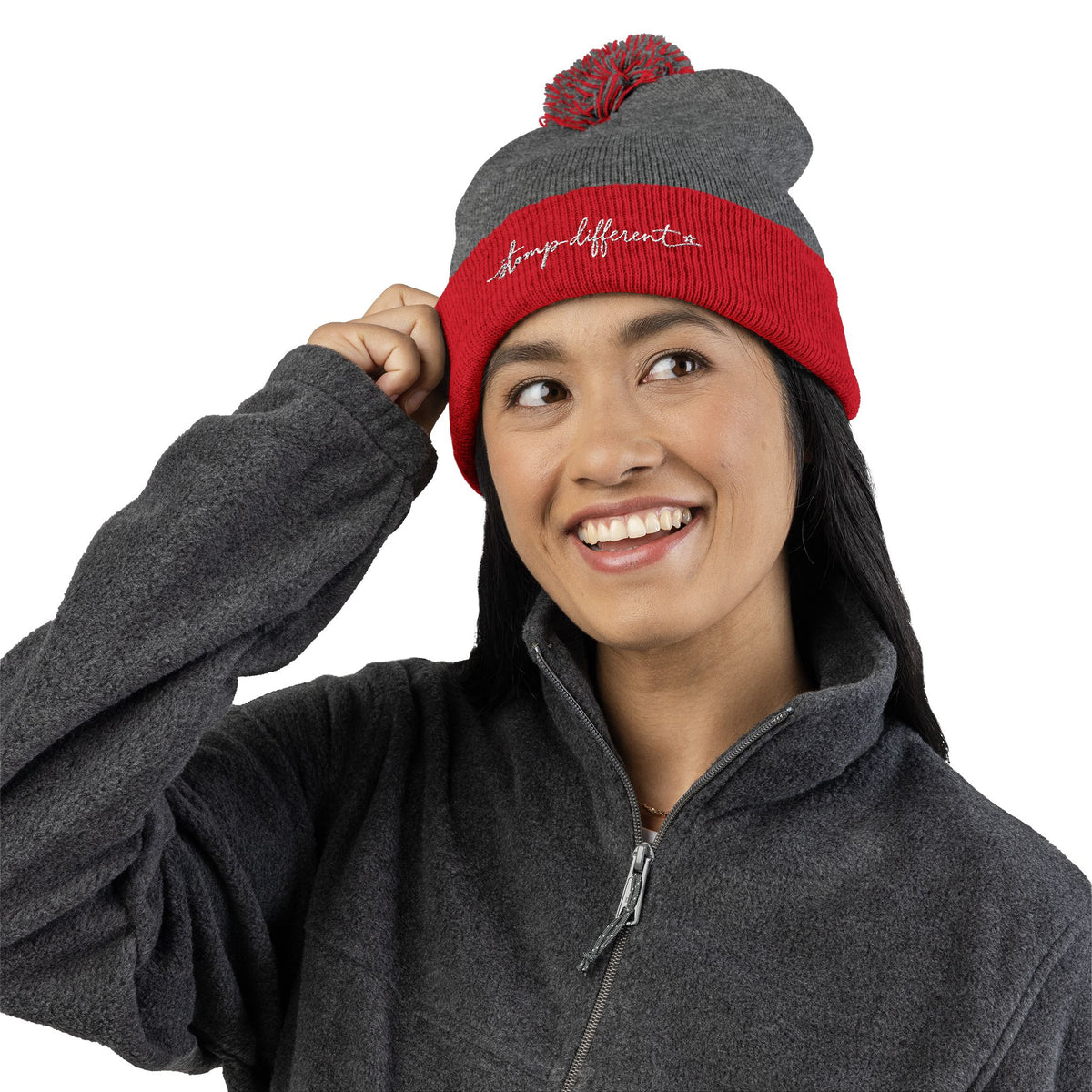 Stomp Different Embroidered Pom-Pom Beanie