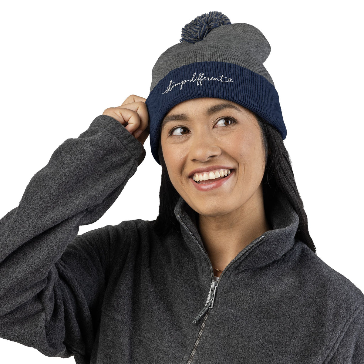 Stomp Different Embroidered Pom-Pom Beanie