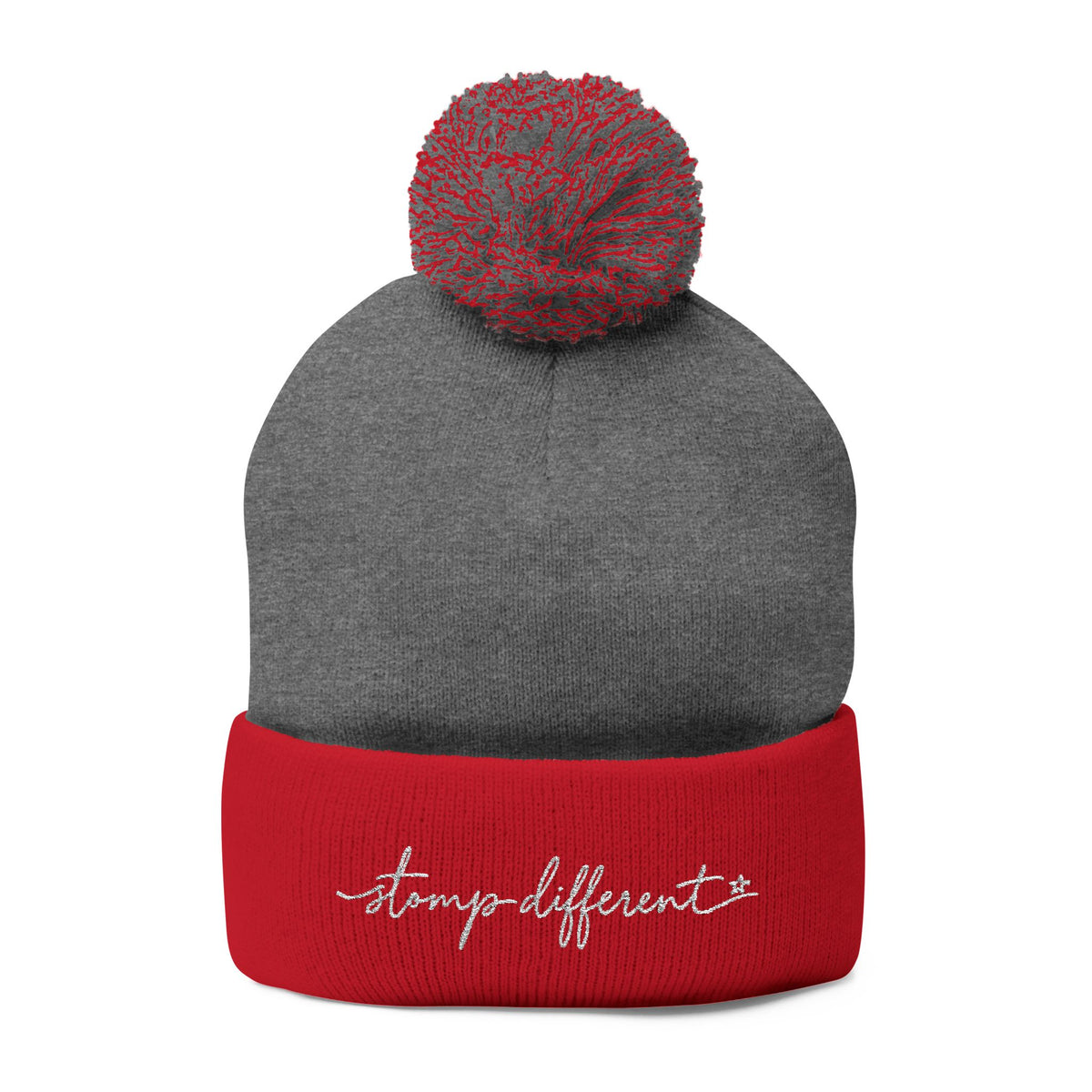 Stomp Different Embroidered Pom-Pom Beanie