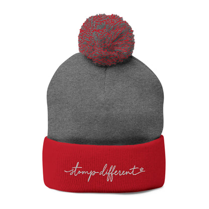 Stomp Different Embroidered Pom-Pom Beanie