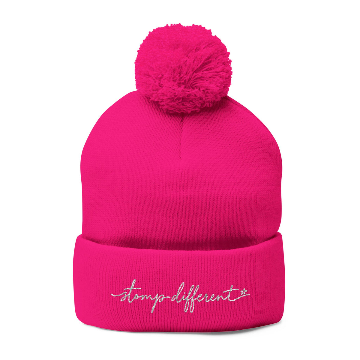 Stomp Different Embroidered Pom-Pom Beanie