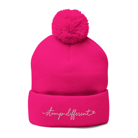 Stomp Different Embroidered Pom-Pom Beanie
