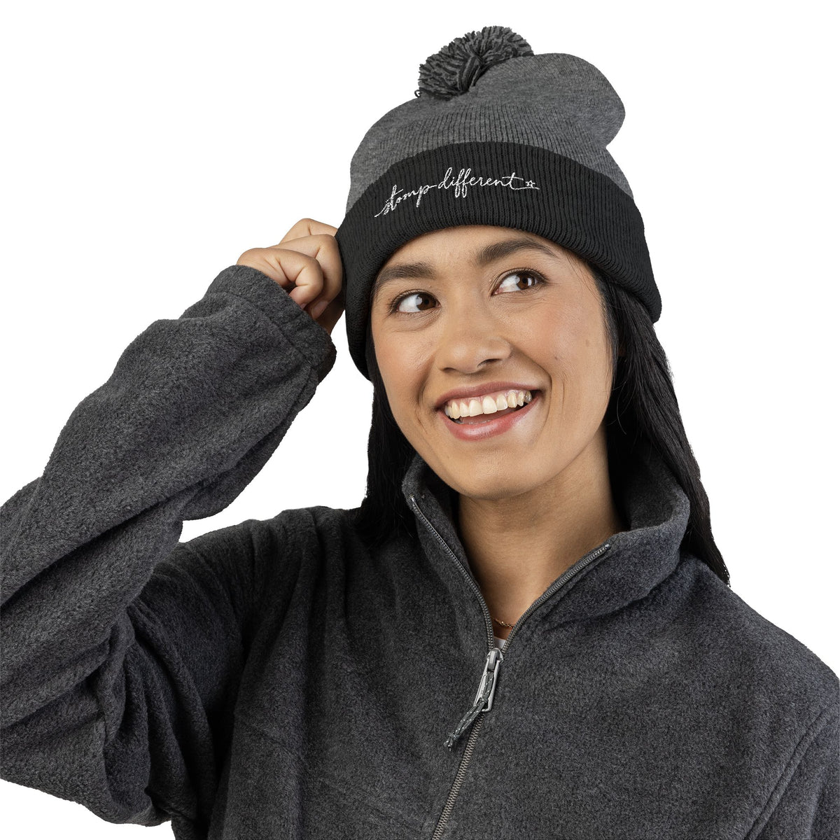 Stomp Different Embroidered Pom-Pom Beanie
