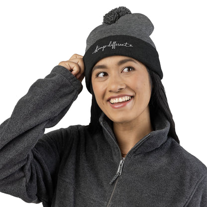 Stomp Different Embroidered Pom-Pom Beanie