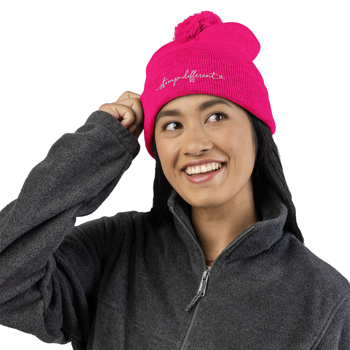 Stomp Different Embroidered Pom-Pom Beanie