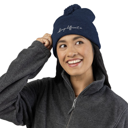 Stomp Different Embroidered Pom-Pom Beanie