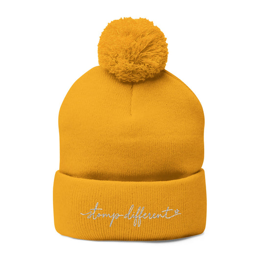 Stomp Different Embroidered Pom-Pom Beanie