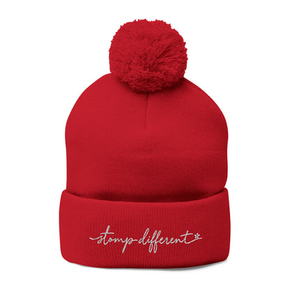 Stomp Different Embroidered Pom-Pom Beanie
