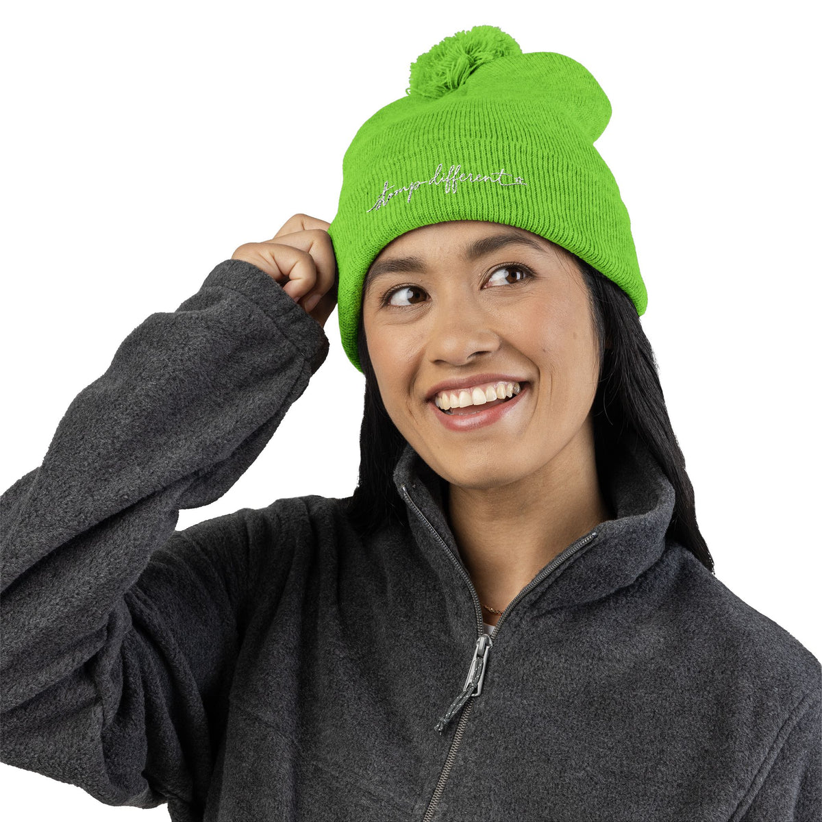 Stomp Different Embroidered Pom-Pom Beanie